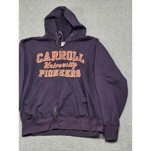 MV Sport Carroll University Pioneers Full Zip Hoodie Purple Mens Small 149S11